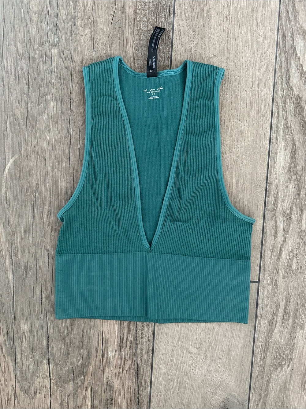 Urban Outfitters Teal Deep V Ribbed Tank Top